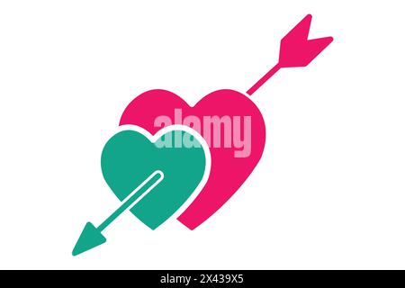 cupid-Symbol. Herz mit Pfeilen. Symbol für Hochzeit, valentinstag. Symbolstil durchgehend. Illustration des Hochzeitselements Stock Vektor