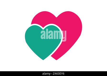 Herzsymbol. Zwei Herzen. Symbolstil durchgehend. Illustration des Hochzeitselements Stock Vektor