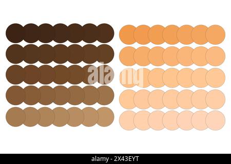 Farbpalettenverläufe. Vektorbraun bis beige Kreise. Erdtöne Spektrum. Musterdiagramm entwerfen. Stock Vektor