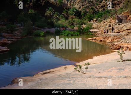 Paradis Valley, Marokko, 13. November 2023. Fluss im Paradise Valley im Atlasgebirge, sehr beliebter Ort zum Entspannen in der Region Agadir, Marokko Stockfoto