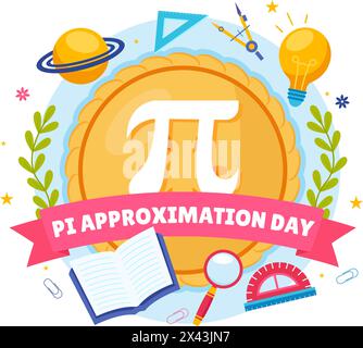 Pi Approximation Tag Vektor Illustration am 22. Juli mit mathematischen Konstanten, griechischen Buchstaben oder gebackener Süßkuchen im flachen Zeichentrickhintergrund Stock Vektor