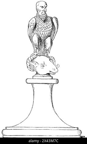 Adler mit Gottes Gesicht, oft Jupiter repräsentierte einen Gott in Form eines Adlers, Römisches Reich, Italien, historische Illustration 1884 Stockfoto
