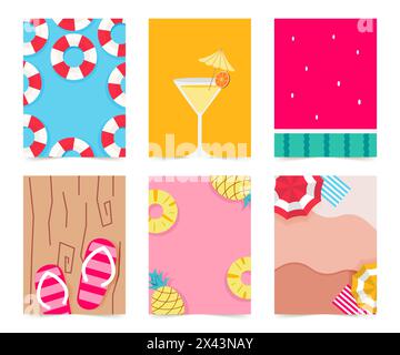 Vertikale Social Media Sommergeschichten geometrische Designvorlagen mit Kopierraum für Text. Sommerhintergründe für Banner, Grußkarte, Sommerstrand Stock Vektor