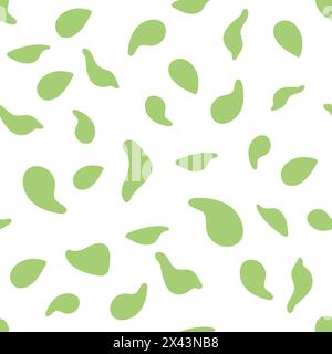 Nahtloses Muster Grüne Blätter Weißer Hintergrund Frühlingsblüte einfache Ornament Vorlage Banner Poster Textilgewebe Vektor-Illustration Stock Vektor