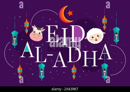 Flache eid al adha Hintergrund Illustration Vektor Design Stock Vektor