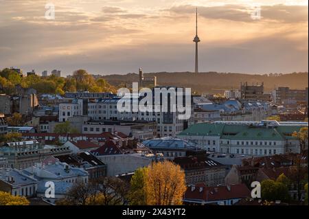 Blick vom Schlossturm Gediminas, Vilnius, Litauen Stockfoto