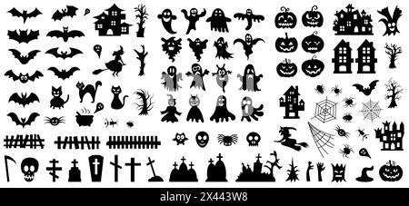 Große Silhouetten von Halloween auf weißem Hintergrund. Vektordarstellung Stock Vektor