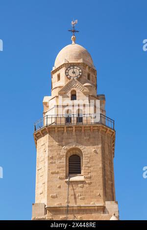 Der Glockenturm der Benediktiner Dormition Abbey, Berg Zion, Altstadt von Jerusalem, Israel Stockfoto