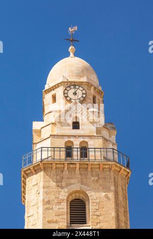 Der Glockenturm der Benediktiner Dormition Abbey, Berg Zion, Altstadt von Jerusalem, Israel Stockfoto