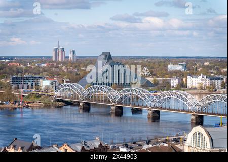 Der Blick von der Aussichtsplattform der Lettischen Akademie der Wissenschaften, Riga, Lettland Stockfoto