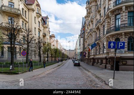 Straße in Riga, Lettland Stockfoto