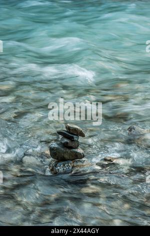 Cairn, Oybach in Oytal, bei Oberstdorf, Allgaeu, Bayern, Deutschland Stockfoto