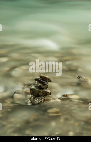 Cairn, Oybach in Oytal, bei Oberstdorf, Allgaeu, Bayern, Deutschland Stockfoto