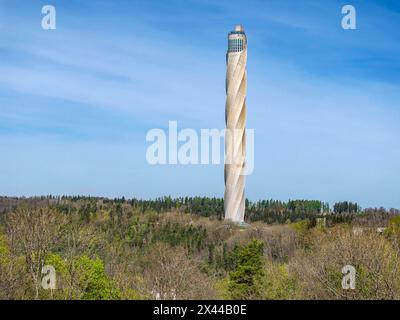 Prüfturm TK Elevator, 246 Meter hoher Prüfturm für Aufzüge, Express- und Hochgeschwindigkeitsaufzüge. Rottweiler, Baden-Württemberg, Deutschland Stockfoto