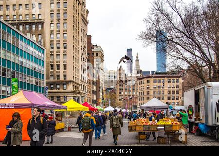 Manhattans wichtigster Bauernmarkt Union Square Farmers Market, Manhattan, New York City Stockfoto