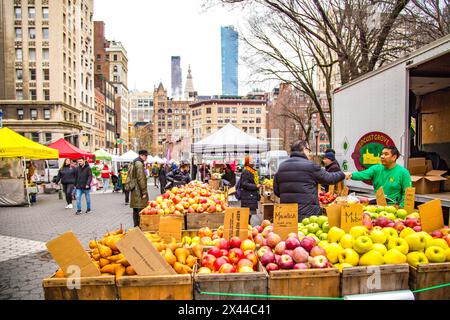 Manhattans wichtigster Bauernmarkt Union Square Farmers Market, Manhattan, New York City Stockfoto