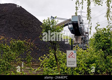 Externe Kohlung am Rhein-Herne-Kanal für das Steinkohlekraftwerk der STEAG, Herne, Ruhrgebiet, Nordrhein-Westfalen, Deutschland Stockfoto