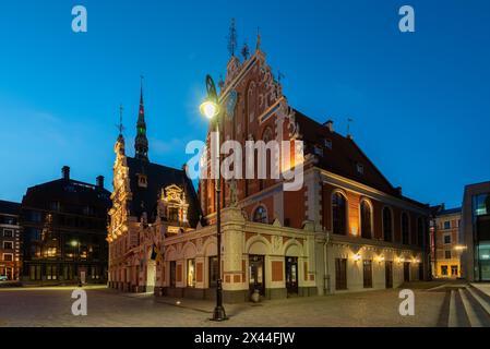 Mitesser-Haus auf dem Rathausplatz, Rathausplatz, wichtige Sehenswürdigkeit, Riga, Lettland Stockfoto