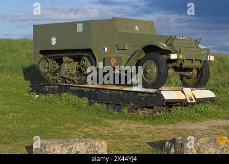 Saint-Martin-de-Varreville, Frankreich - 19. April 2024: Utah Beach D-Day Landing Memorial and Monument of the Landing of the French 2nd Armored Division. S Stockfoto