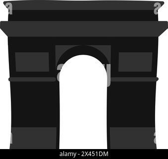 Schwarzes Arc de Triomphe-Symbol in flacher Cartoon Stock Vektor