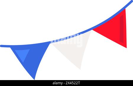 Festivalbandgirlande in Frankreich Flaggenfarben für Feiertage Stock Vektor