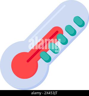 Klassisches Glasthermometer zum Messen der Temperatur. Messinstrument, medizinisch gestrichenes Cartoonelement für modernes und Retro-Design. Einfache Co Stock Vektor