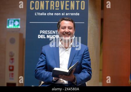 Italien, Rom, 30. April 2024: Adriano Temple, Matteo Salvini präsentiert sein Buch „Controvento“ (gegen den Wind) Foto © Stefano Carofei/Sintesi/Alamy Live News Stockfoto