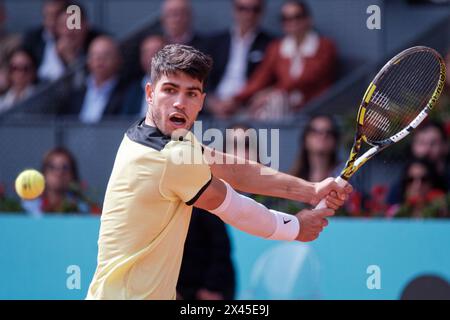 Madrid, Spanien. April 2024 30. Tennis ATP: Mutua Madrid Open Tennis, Achtelfinale, Jan-Lennard Struff (GER) V Carlos Alcaraz (ESP). Carlos Alcaraz (ESP). Quelle: EnriquePSans/Alamy Live News Stockfoto