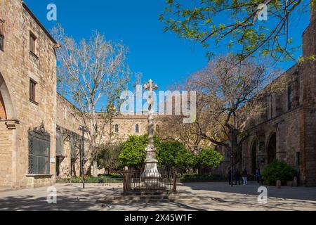 Innenhof des Hospital de la Santa Creu mit den Jardins de Rubio i Lluch i El Raval, Barcelona, Spanien Barcelona Katalonien Spanien *** Innenhof Stockfoto