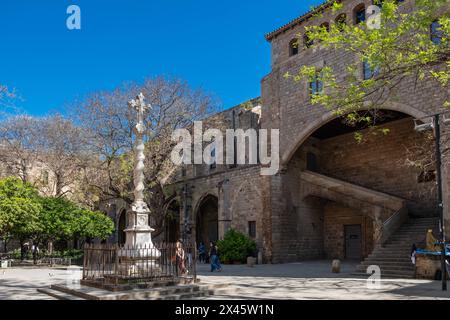 Innenhof des Hospital de la Santa Creu mit den Jardins de Rubio i Lluch i El Raval, Barcelona, Spanien Barcelona Katalonien Spanien *** Innenhof Stockfoto