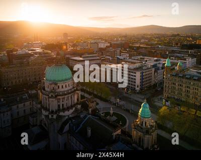 Aus der Vogelperspektive über das Stadtzentrum von Belfast Stockfoto