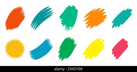 Pinselstriche. Vektor Pinsel eingestellt. Grunge Design Elemente. Rechteck Textfelder. Schmutzige not Textur Banner. Tinte spritzt. Grunge lackiert Zie Stock Vektor