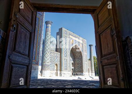 Sher-Dor Madrassa, Registan Square, Samarkand, Usbekistan Stockfoto