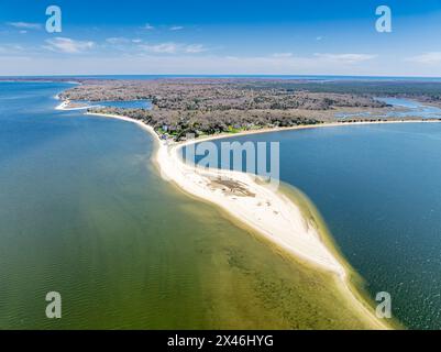 Aus der Vogelperspektive des roten Zedernspunkts in hamptons Bay Stockfoto