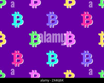 Nahtloses Muster mit 3D-Bitcoin-Symbol. Mehrfarbiges isometrisches Bitcoin-Symbol. Bitcoin-Kryptowährung, Kryptohandel. Design von Tapeten, Bannern Stock Vektor