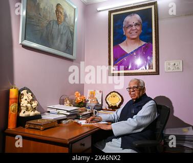 MUMBAI, INDIEN - APRIL 30: Ehemaliger Gouverneur von Uttar Pradesh und Anführer von Bharatiya Janata Pary RAM Naik während eines Interviews mit HT am 30. April 2024 in Mumbai, Indien. (Foto: Raju Shinde/Hindustan Times/SIPA USA) Stockfoto