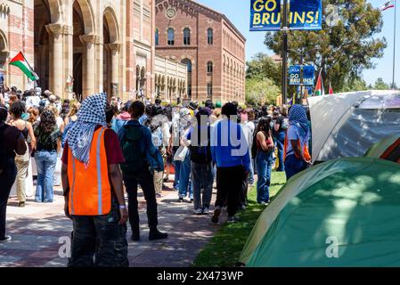 Menschenmenge im Lager der Demonstranten während des palästinensischen Protestes bei der UCLA. Quelle: Erik Morgan Stockfoto