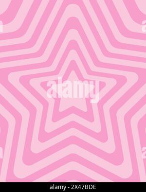 Rosafarbener Hintergrund mit konzentrischen Sternen. Grooviges psychedelisches Tapetendesign. Ästhetisches Preppy-Poster mit hypnotischer Wirkung. Trendiges y2k-Muster in Pastellfarben. Vektorgrafik. Stock Vektor