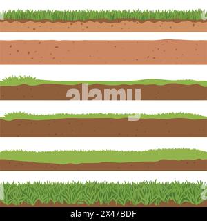 Nahtloser Boden- und Grasquerschnitt für Landschaftsgestaltung Stock Vektor
