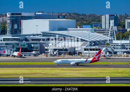 Flughafen Sydney (Kingsford Smith) in Sydney, Australien. Im Bild: Das Inlandsterminal auf der Ostseite des Flughafens Sydney. Stockfoto