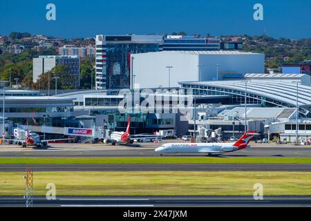 Flughafen Sydney (Kingsford Smith) in Sydney, Australien. Im Bild: Das Inlandsterminal auf der Ostseite des Flughafens Sydney. Stockfoto