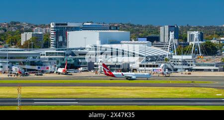 Flughafen Sydney (Kingsford Smith) in Sydney, Australien. Im Bild: Das Inlandsterminal auf der Ostseite des Flughafens Sydney. Stockfoto