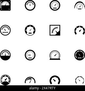 Tachometer-Symbol – auf beliebige Größe erweitern – auf beliebige Farbe ändern. Perfect Flat Vector enthält Symbole wie Kilometerzähler, Skala, Druck, Drehzahlmesser, Leistung Stock Vektor