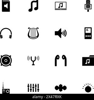 Tonsymbol – auf beliebige Größe erweitern – in beliebige Farbe ändern. Perfect Flat Vector enthält Symbole wie Buch, Blende, Audio, Übertragung, Kopfhörer, mus Stock Vektor