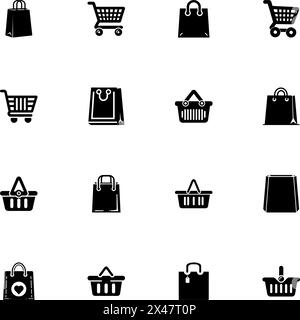 Einkaufstaschen Symbol – auf beliebige Größe erweitern – auf beliebige Farbe ändern. Perfect Flat Vector enthält Symbole wie Korb, Warenkorb, Karton, Marketing, pac Stock Vektor