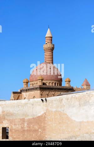 Ishak Pascha Palast, Kuppel und Minarett, Dogubayazit, Türkei Stockfoto