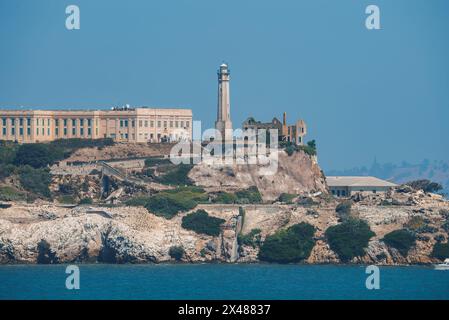 Alcatraz Island, San Francisco Bay Historical Prison und Lighthouse View Stockfoto