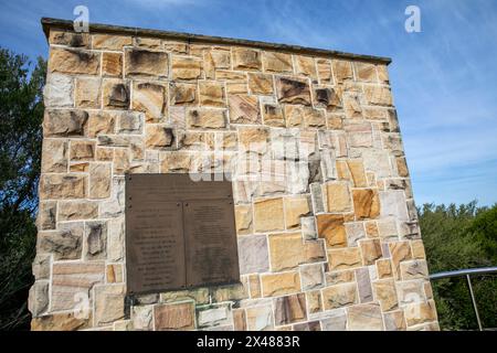 Verteidigung des Sydney Monuments und der Gedenktafel am Memorial Walk am North Head Manly, Sydney, NSW, Australien Stockfoto