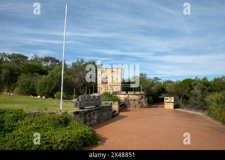 Verteidigung des Sydney Monuments und der Gedenktafel am Memorial Walk am North Head Manly, Sydney, NSW, Australien Stockfoto