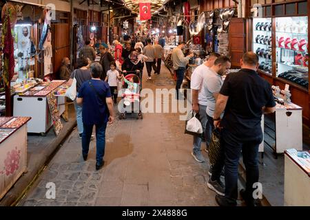 Marktstände im Gaziantep Basar, Türkei Stockfoto